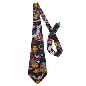 Vtg Bachrach Balancine The Tie Works Disney Musical Print Goofy Silk Tie